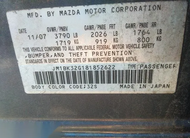 JM1BK32G181852622 2008 2008 Mazda 3- I 9