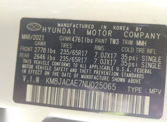 KM8JACAE7NU025065 2022 2022 Hyundai Tucson- SE 9