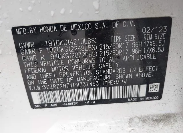 3CZRZ2H71PM737493 2023 2023 Honda HR-V- Awd Ex-L 9