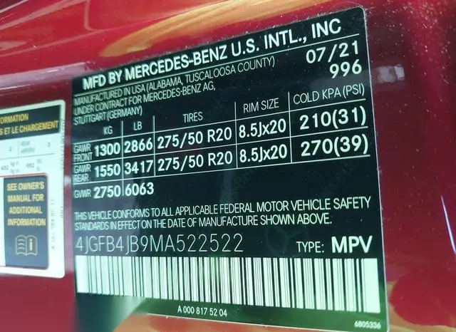 4JGFB4JB9MA522522 2021 2021 Mercedes-Benz GLE 350 9