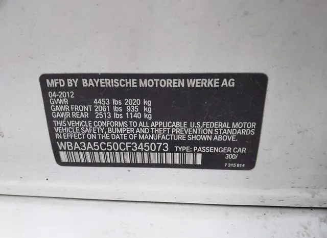 WBA3A5C50CF345073 2012 2012 BMW 3 Series- 328I 9