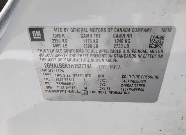 2GNALBEK1H1537744 2017 2017 Chevrolet Equinox- LS 9