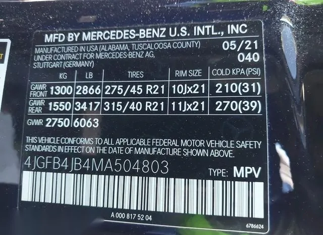 4JGFB4JB4MA504803 2021 2021 Mercedes-Benz GLE 350 9