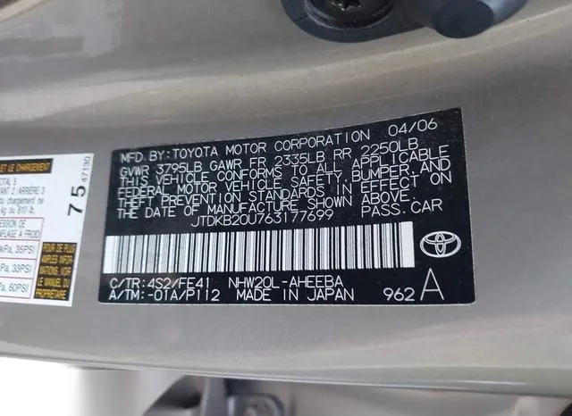 JTDKB20U763177699 2006 2006 Toyota Prius 9