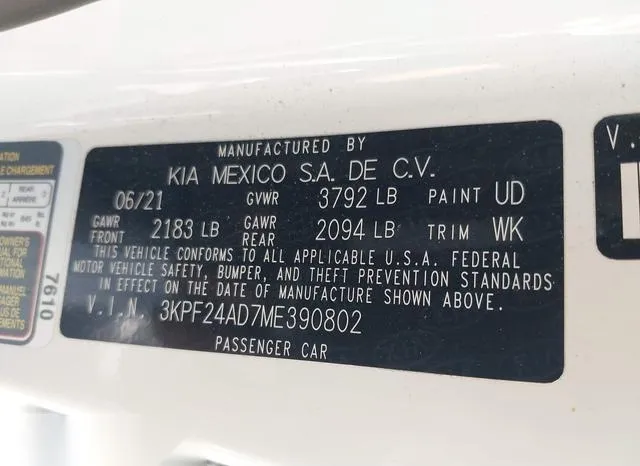 3KPF24AD7ME390802 2021 2021 KIA Forte- Lxs 9