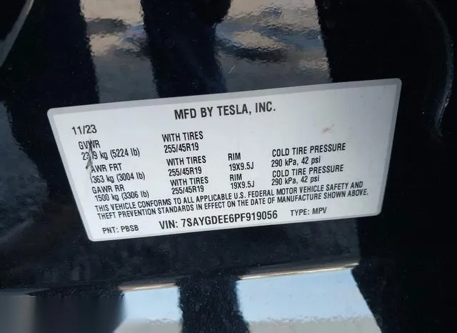 7SAYGDEE6PF919056 2023 2023 Tesla Model Y 9