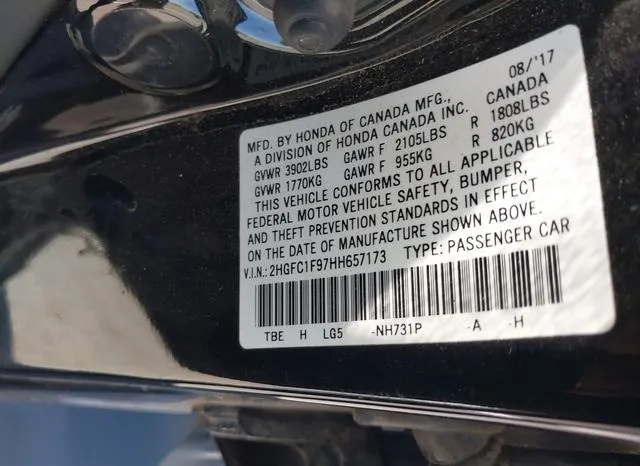 2HGFC1F97HH657173 2017 2017 Honda Civic- Touring 9