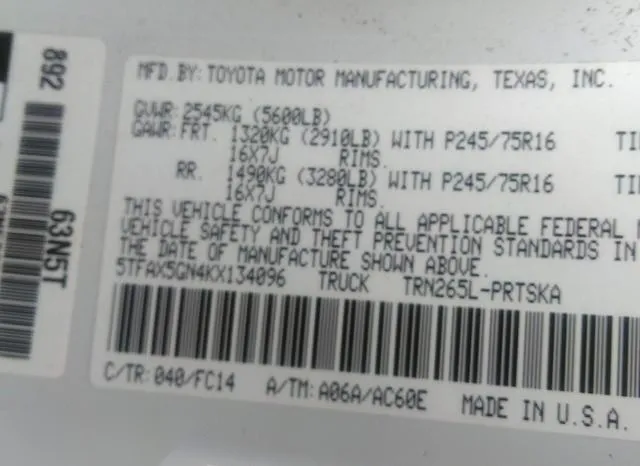 5TFAX5GN4KX134096 2019 2019 Toyota Tacoma- SR5 9