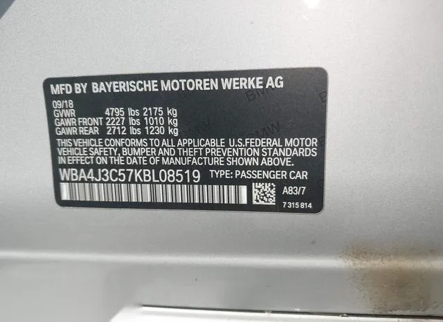 WBA4J3C57KBL08519 2019 2019 BMW 4 Series- 430I Xdrive 9