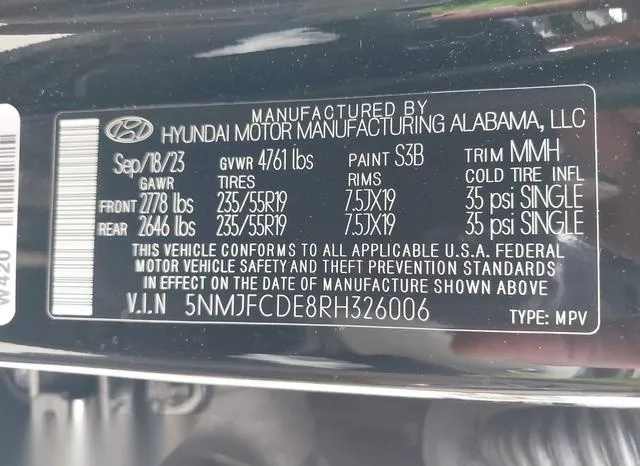 5NMJFCDE8RH326006 2024 2024 Hyundai Tucson- Sel 9