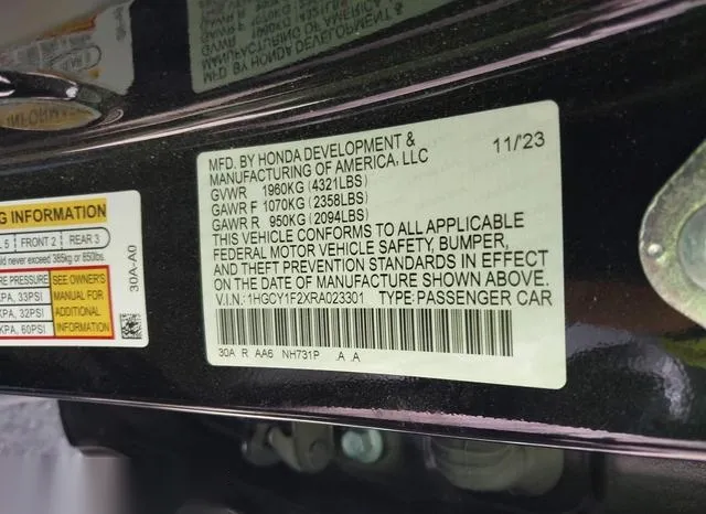 1HGCY1F2XRA023301 2024 2024 Honda Accord- LX 9