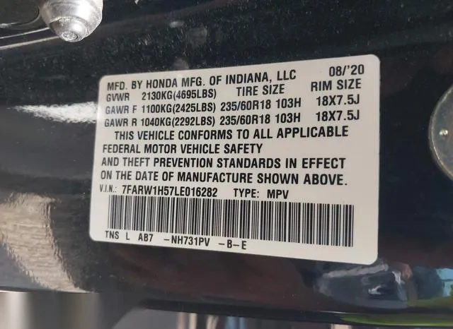 7FARW1H57LE016282 2020 2020 Honda CR-V- 2Wd Ex 9