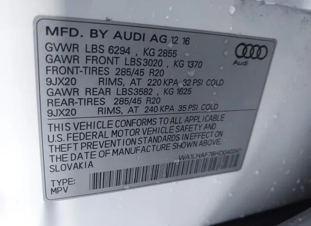 WA1LHAF76HD040341 2017 2017 Audi Q7- 2-0T Premium 9