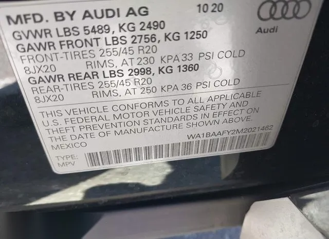 WA1BAAFY2M2021462 2021 2021 Audi Q5- Premium Plus 45 Tfsi Qu 9