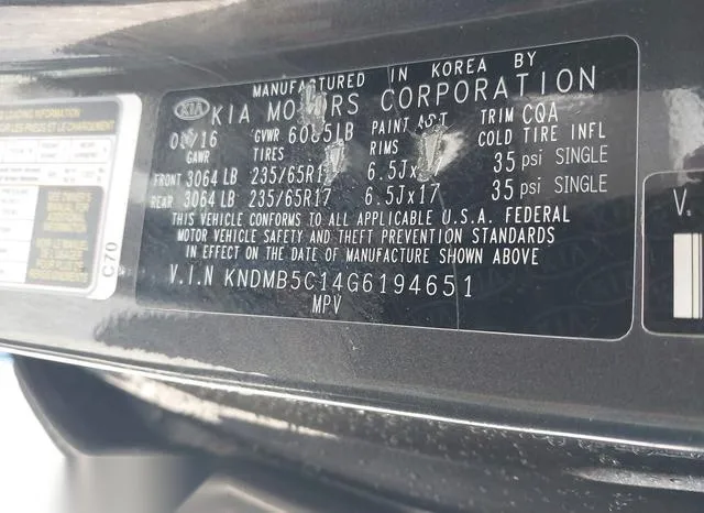 KNDMB5C14G6194651 2016 2016 KIA Sedona- LX 9