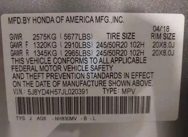 5J8YD4H57JL020391 2018 2018 Acura MDX- Technology Package    9