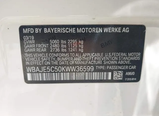 WBAJE5C50KWW36599 2019 2019 BMW 5 Series- 540I 9