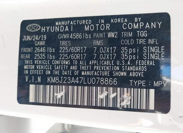 KM8J23A47LU078866 2020 2020 Hyundai Tucson- SE 9