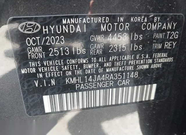 KMHL14JA4RA351148 2024 2024 Hyundai Sonata- Sel 9