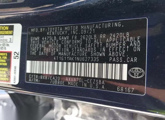 4T1G11AK1NU627335 2022 2022 Toyota Camry- SE 9