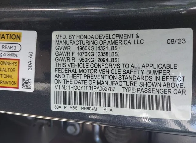 1HGCY1F31PA052787 2023 2023 Honda Accord- EX 9