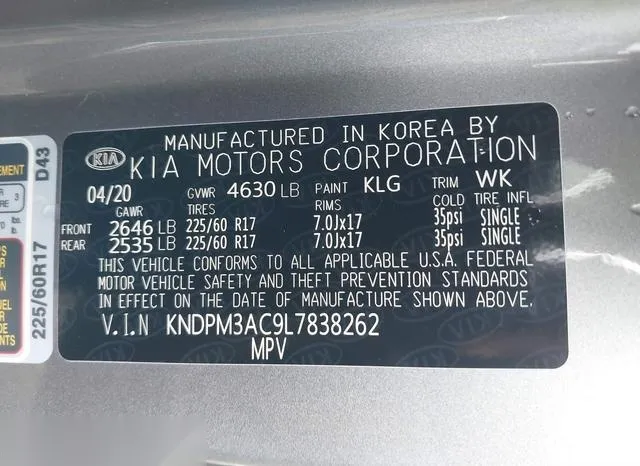 KNDPM3AC9L7838262 2020 2020 KIA Sportage- LX 9