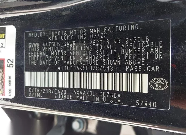 4T1G11AK5PU787513 2023 2023 Toyota Camry- SE 9