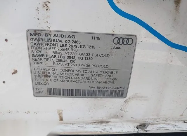 WA1BNAFY3K2028714 2019 2019 Audi Q5- 45 Premium 9