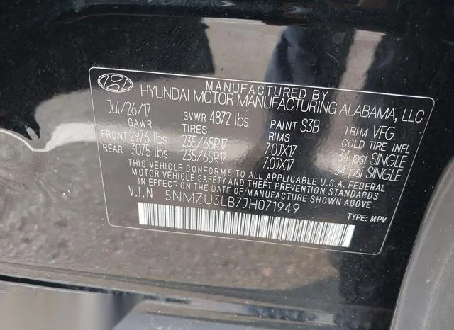 5NMZU3LB7JH071949 2018 2018 Hyundai Santa Fe- Sport 2-4L 9