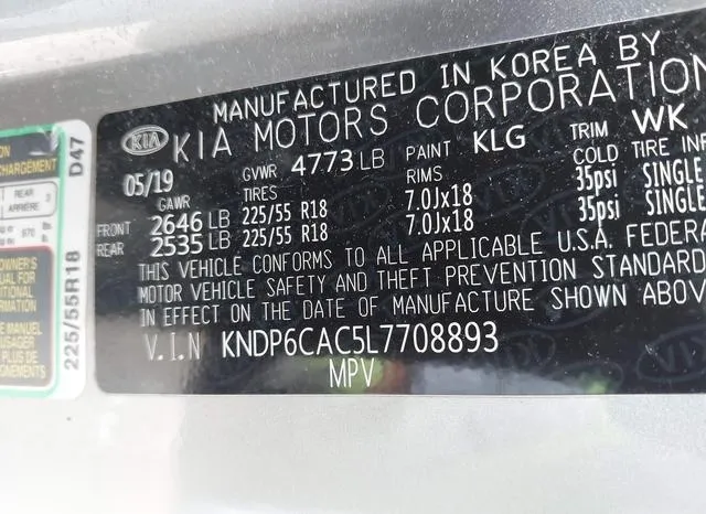 KNDP6CAC5L7708893 2020 2020 KIA Sportage- S 9