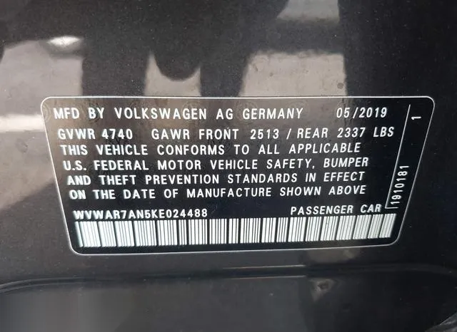 WVWAR7AN5KE024488 2019 2019 Volkswagen Arteon- 2-0T Se 9