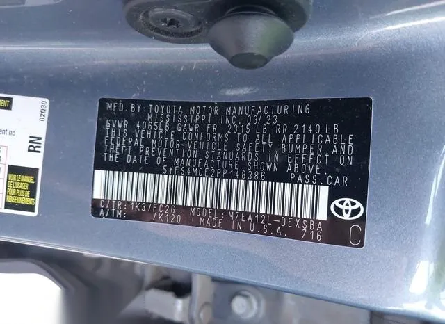 5YFS4MCE2PP148386 2023 2023 Toyota Corolla- SE 9