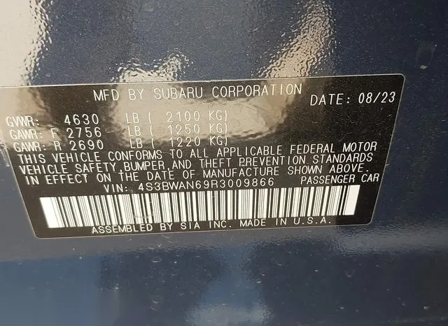 4S3BWAN69R3009866 2024 2024 Subaru Legacy- Limited 9