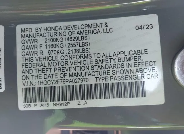 1HGCY2F79PA027970 2023 2023 Honda Accord- Hybrid Sport-L 9