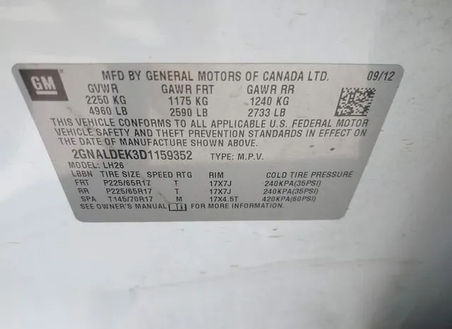 2GNALDEK3D1159352 2013 2013 Chevrolet Equinox- 1LT 9