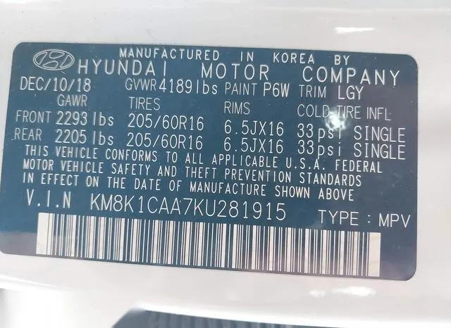 KM8K1CAA7KU281915 2019 2019 Hyundai Kona- SE 9