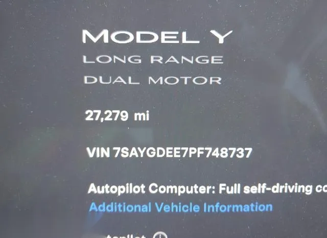 7SAYGDEE7PF748737 2023 2023 Tesla Model Y- Awd/Long Range D 7