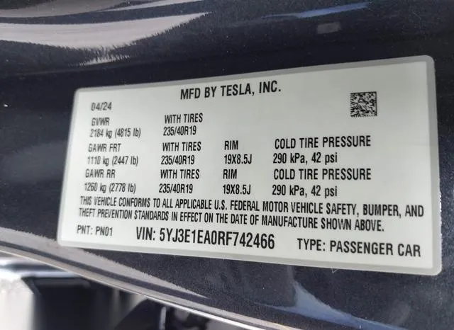 5YJ3E1EA0RF742466 2024 2024 Tesla Model 3- Rear-Wheel Drive 9