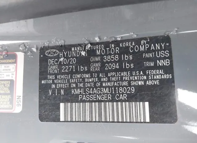 KMHLS4AG3MU118029 2021 2021 Hyundai Elantra- Sel 9