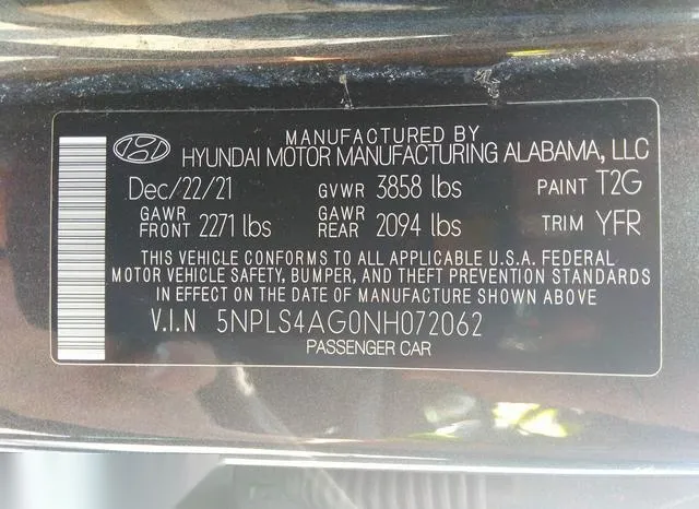 5NPLS4AG0NH072062 2022 2022 Hyundai Elantra- Sel 9