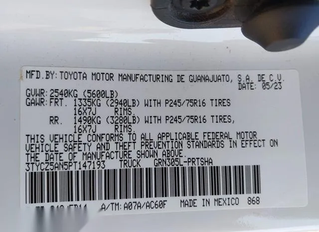 3TYCZ5AN5PT147193 2023 2023 Toyota Tacoma- Sr V6 9