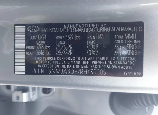 5NMJA3DE2RH430005 2024 2024 Hyundai Tucson- SE 9