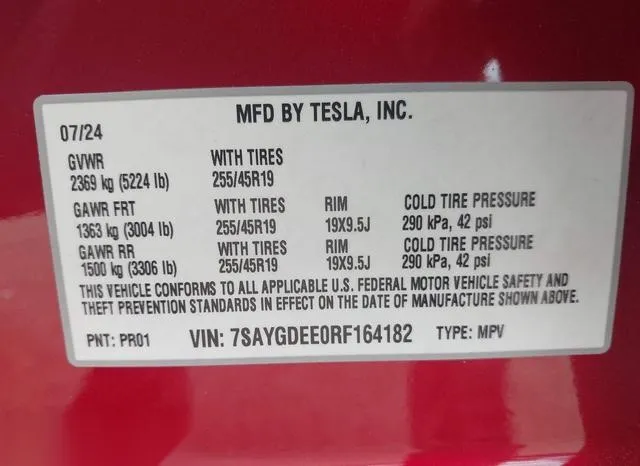 7SAYGDEE0RF164182 2024 2024 Tesla Model Y- Long Range Dual M 9