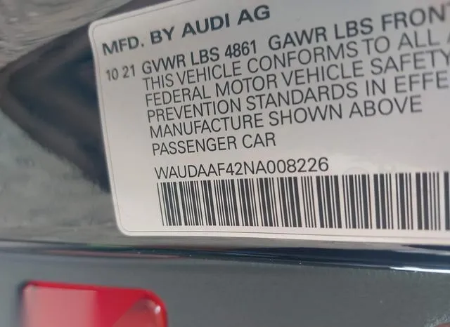 WAUDAAF42NA008226 2022 2022 Audi A4- Premium 45 Tfsi S Line  9