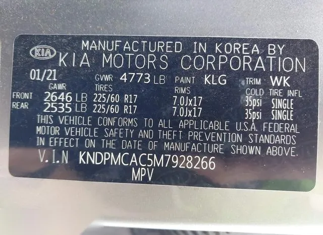 KNDPMCAC5M7928266 2021 2021 KIA Sportage- LX 9