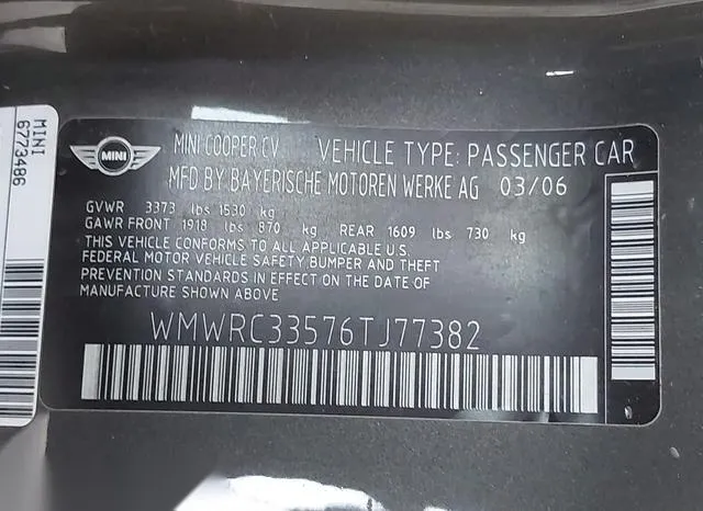 WMWRC33576TJ77382 2006 2006 Mini Cooper 9