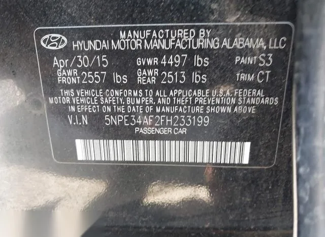 5NPE34AF2FH233199 2015 2015 Hyundai Sonata- Sport 9