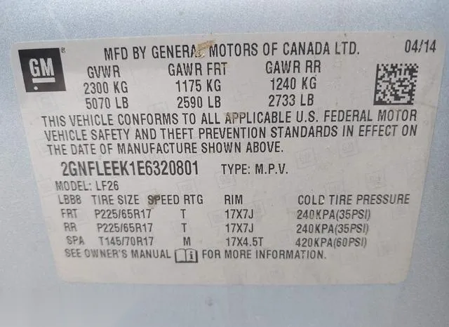 2GNFLEEK1E6320801 2014 2014 Chevrolet Equinox- LS 9