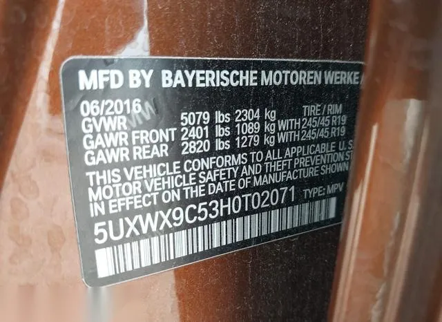 5UXWX9C53H0T02071 2017 2017 BMW X3- Xdrive28I 9