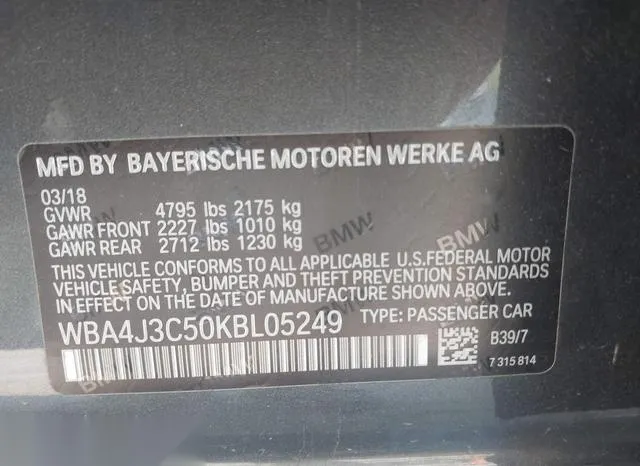 WBA4J3C50KBL05249 2019 2019 BMW 4 Series- 430I Xdrive 9